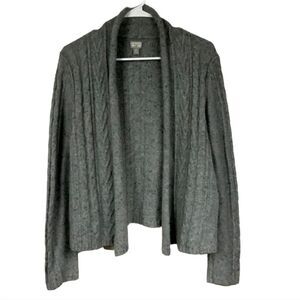 Converse One Star Gray Wool Cable Knit Open Front Cardigan Sweater Thick Winter